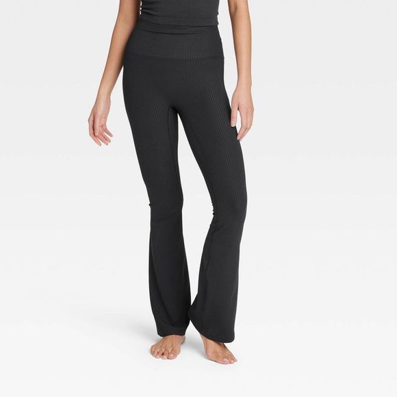 All in Motion Pants - Women's Rib Flare Leggings - All in Motion Black S